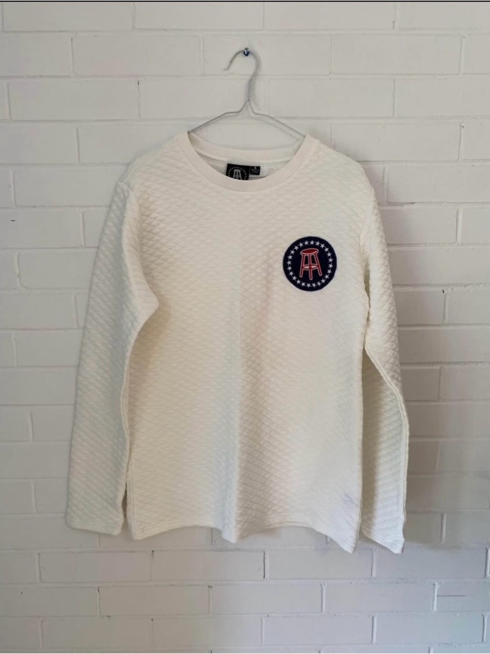 Off White Quilted Barstool brand Crewneck Sweater